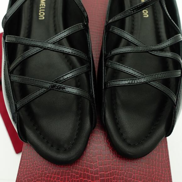 NWT Tamara Mellon Black Patent Leather Slingback Comfort Minimalist Flats 7.5 - Picture 3 of 8